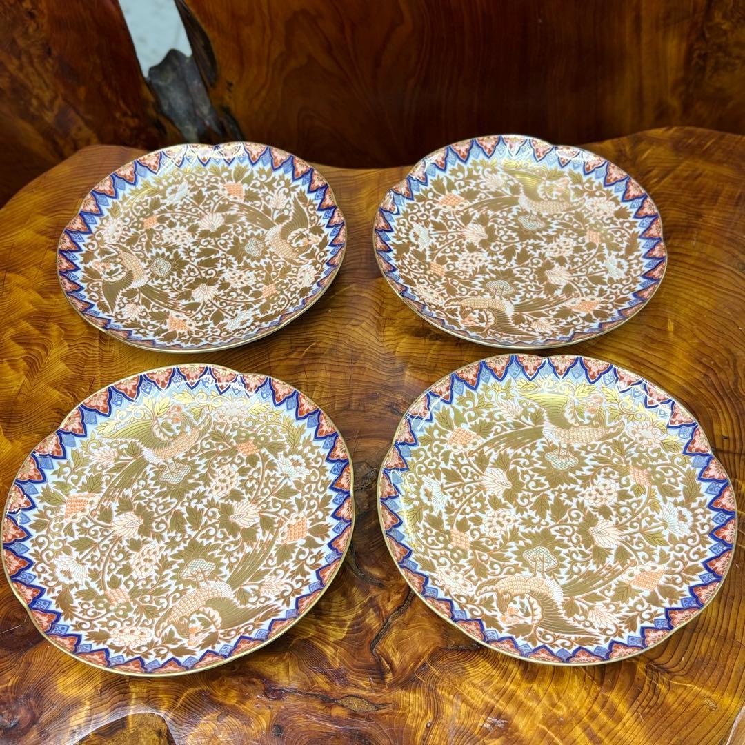 豪華絢爛 其泉作 色絵金彩鳳凰文　取皿 中皿 逸品 5枚