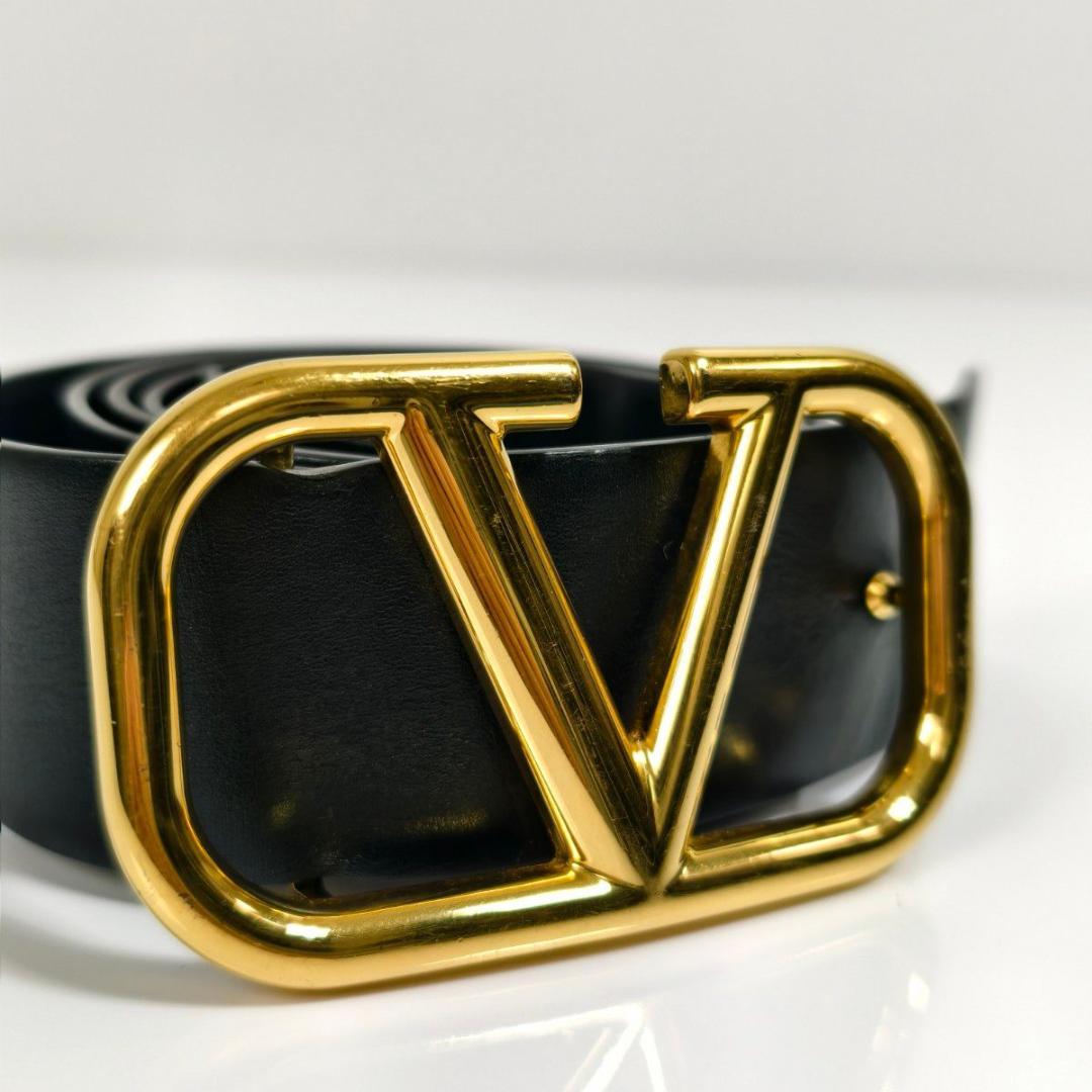 最終値下げ【美品】VALENTINO Vロゴ シグネチャーベルト ブラック