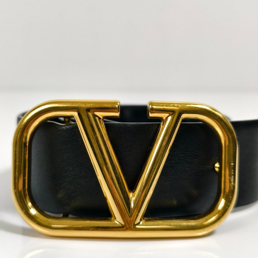 最終値下げ【美品】VALENTINO Vロゴ シグネチャーベルト ブラック