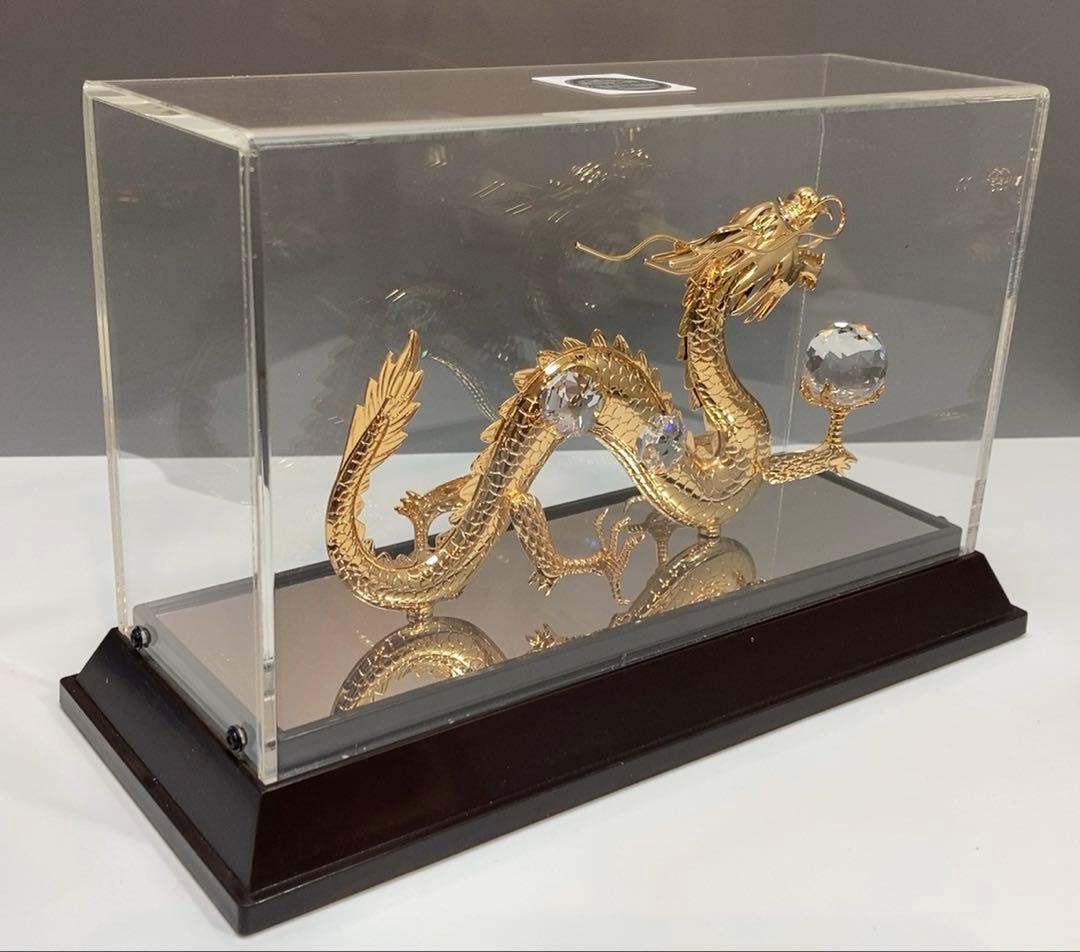 フワロフスキー　祥龍　クリスタルガラス　ゴールドドラゴン Swarovski置物