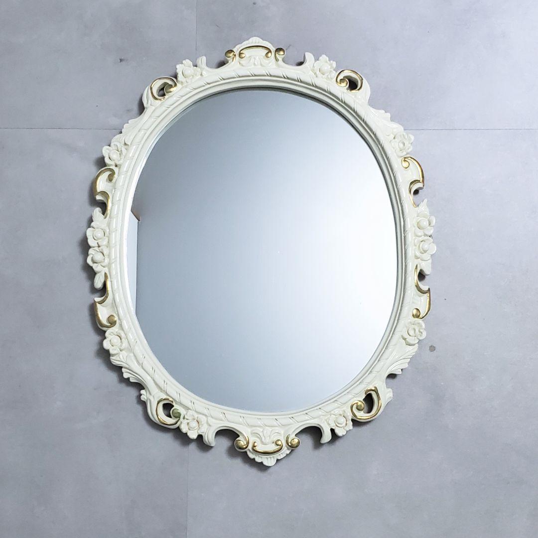未使用級極美品✨️イタリア製 アンティーク ウォールミラー オーバル型 ロココ調