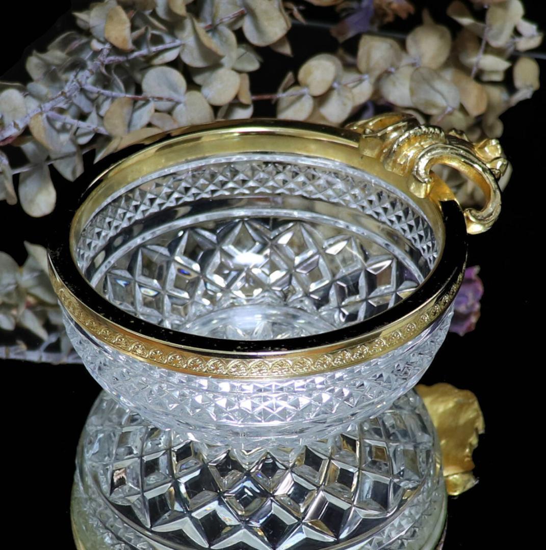 オールド・バカラ 金彩ロカイユ装飾貝殻ボウル 小物入れディアマン ルイ15世様式