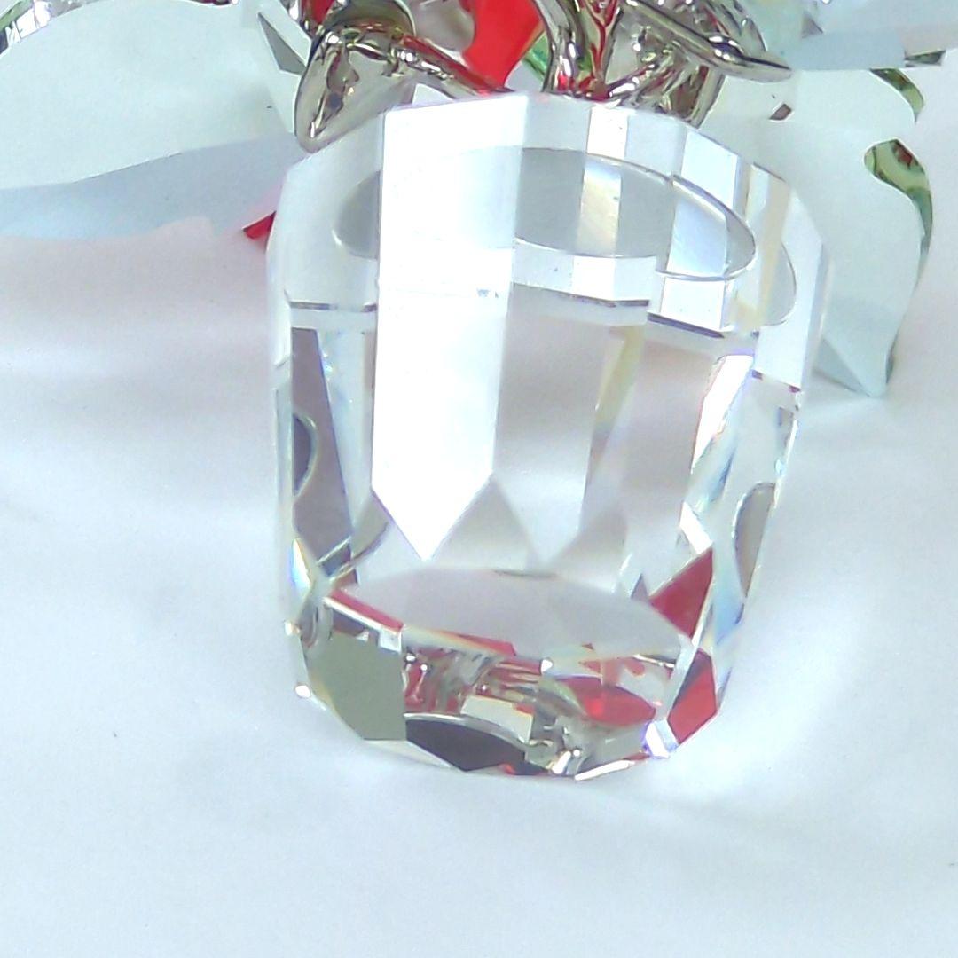 スワロフスキー ポインセチ 置物 ラインストーン 【極美品】