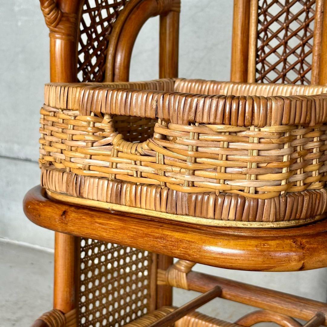 ✦ アンティーク調 ラタンキャビネット ✦ 2段バスケット付き収納ラック