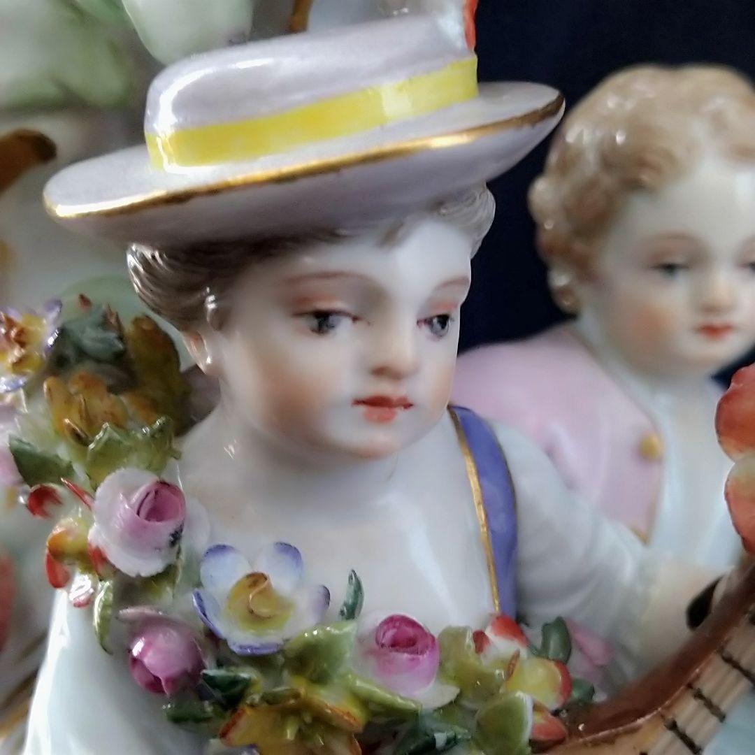 ✤1924年以前マイセン(Meissen)のキャンドルスタンド✤『春夏の寓意』✤