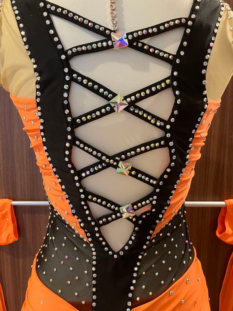 社交ダンスドレス オレンジと黒