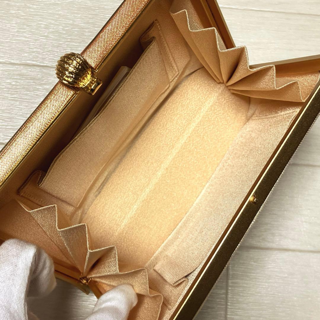 《未使用》佐賀錦　草履バッグセット　東京芝山ブランド　正絹　ゴールド　厚底