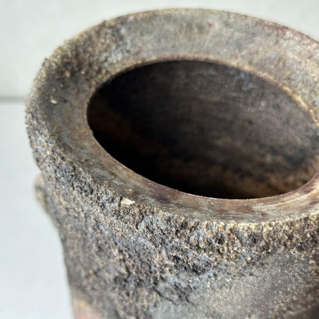 松井與之 備前 花器 二度焼き 花入 共箱