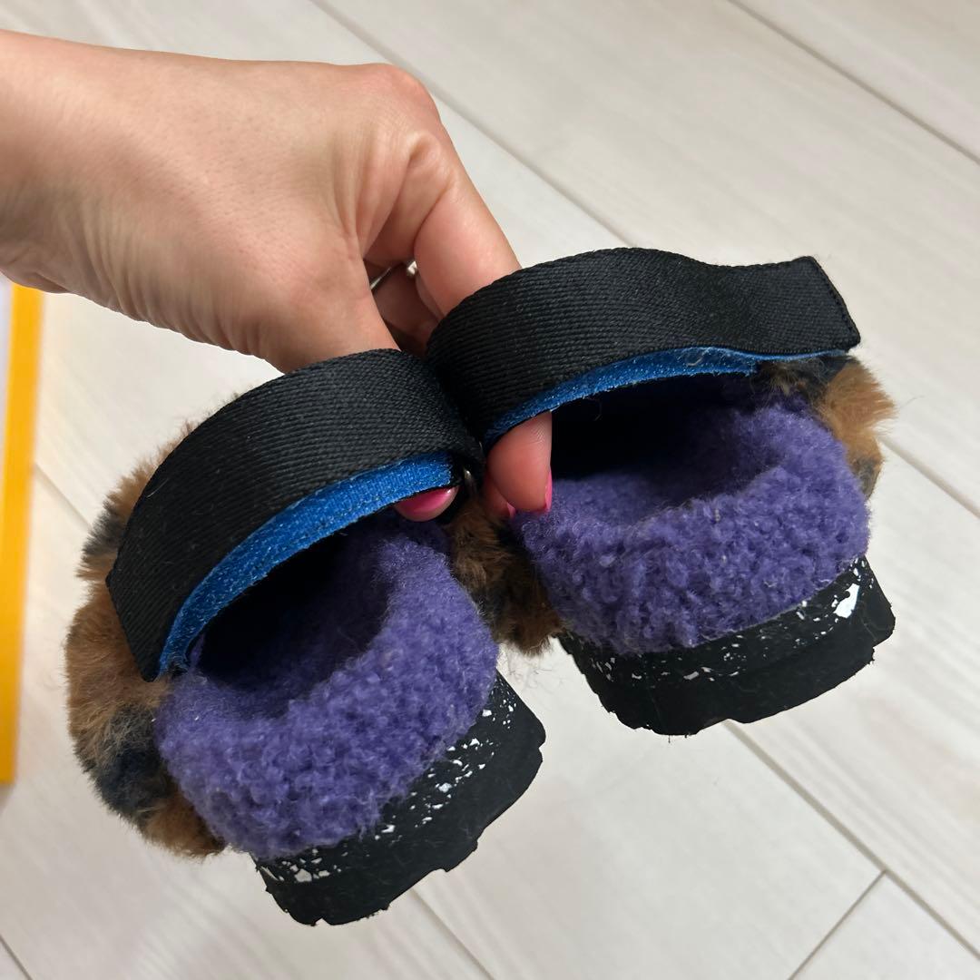 Maison Mangostan レオパード柄 ファーサンダル　17cm