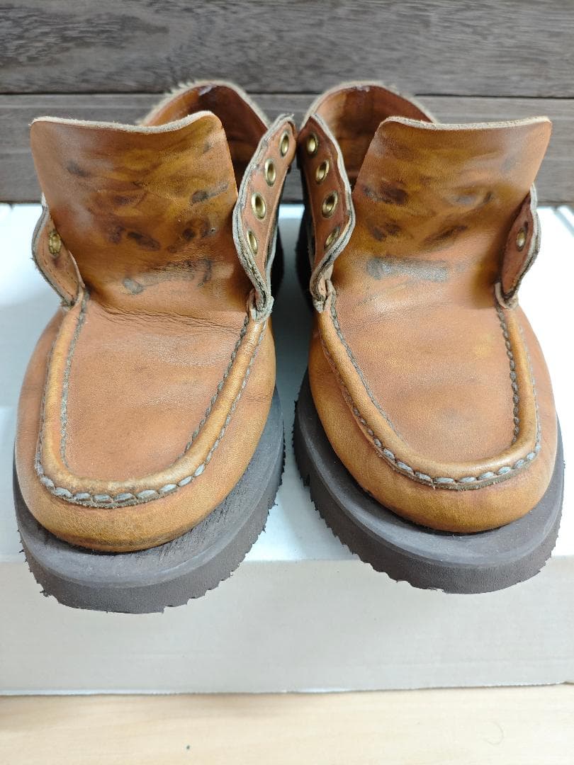 ラッセルモカシン ヒューロン 8 E 黄 カモ 箱付き リソール済