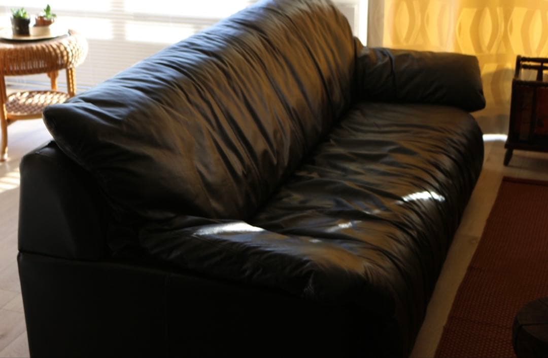 maruni 本革 3人掛けソファ ブラック ロータイプ