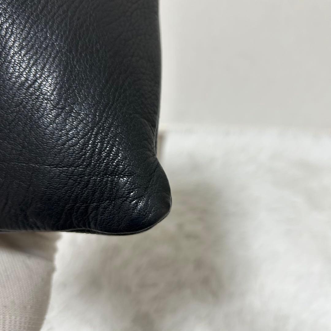 【美品✨巾着/2way】アエタ　ワンショルダー　ハンドバッグ　レザー　ブラック