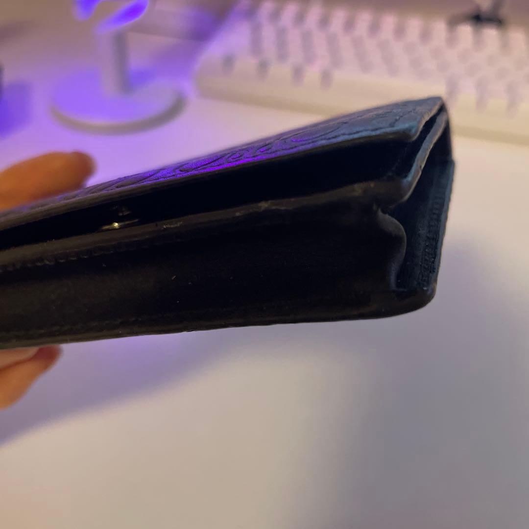 【ロエベ/LOEWE】黒のエンボス加工レザー名刺入れ