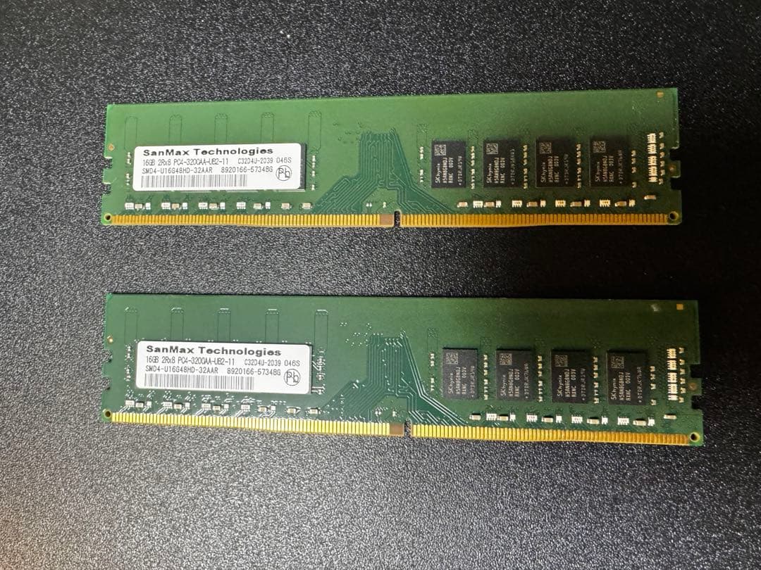 W*D様 SanMax 16GB DDR4 PC4-3200AA メモリ２枚　(