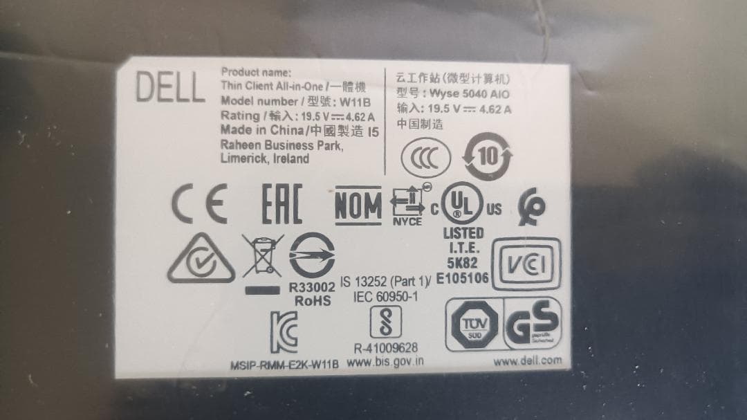 中古新品Dell Thin Client Wyse 5040 AIO W11B