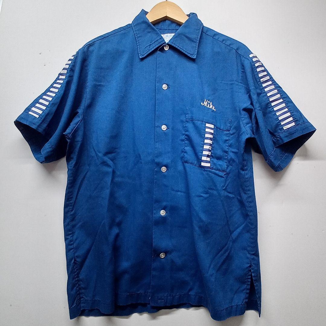 Hilton ボウリングシャツ M ビンテージ 青 ブルー ヒルトン