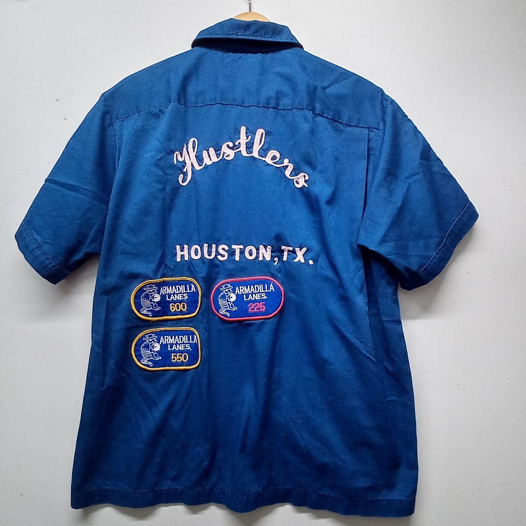 Hilton ボウリングシャツ M ビンテージ 青 ブルー ヒルトン