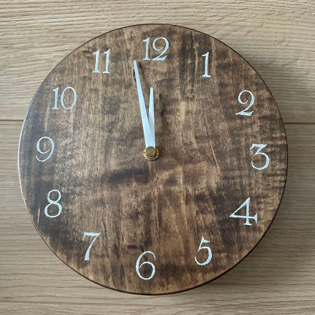 木製 ナチュラル掛時計 直径21cm