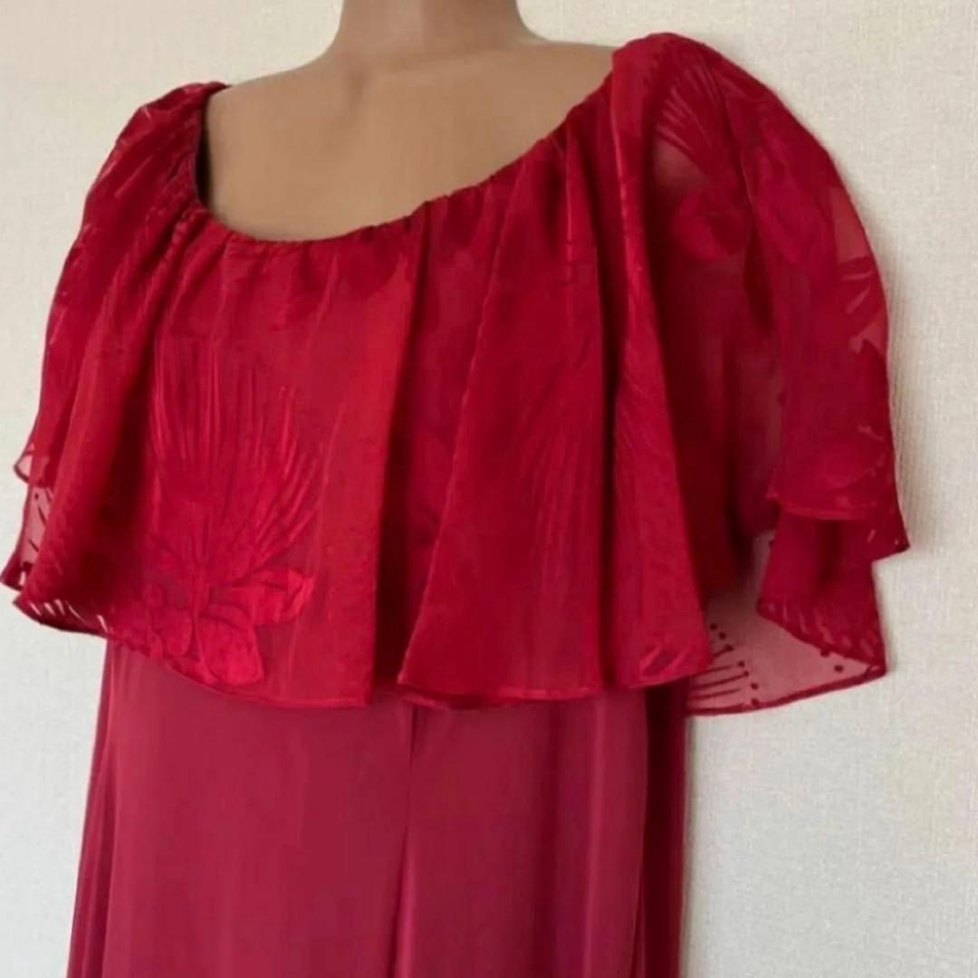 3L相当　レフア　ハワイアンドレス　ロングドレス　hula 赤　Hawaii