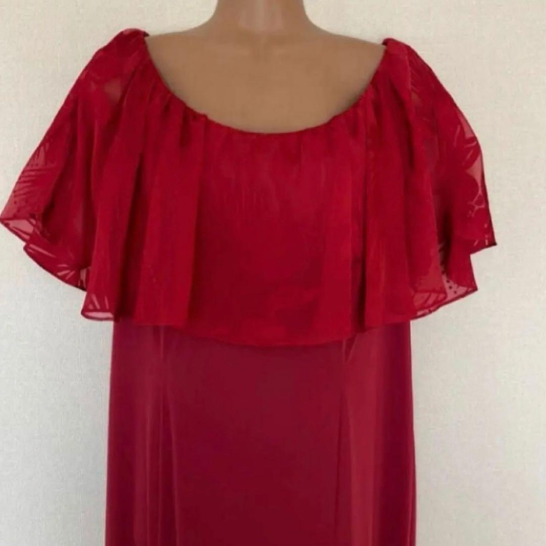 3L相当　レフア　ハワイアンドレス　ロングドレス　hula 赤　Hawaii