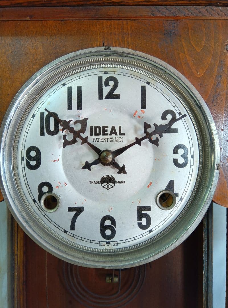 IDEAL　木製掛時計　ゼンマイ式振り子時計　レトロ　小栗時計製造所　骨董