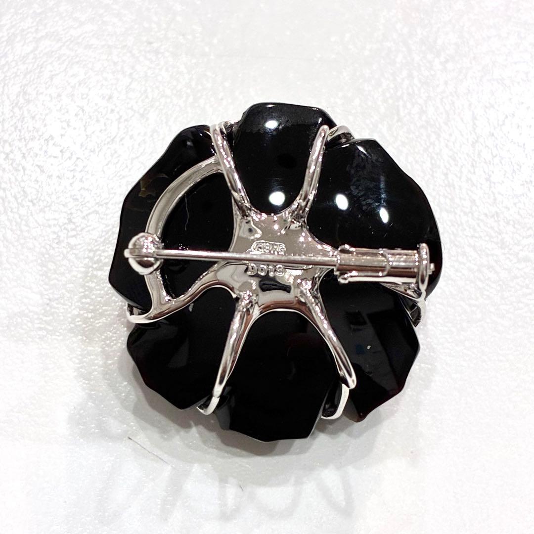 【美品】K18WG オニキス ペンダント　ブローチ2way