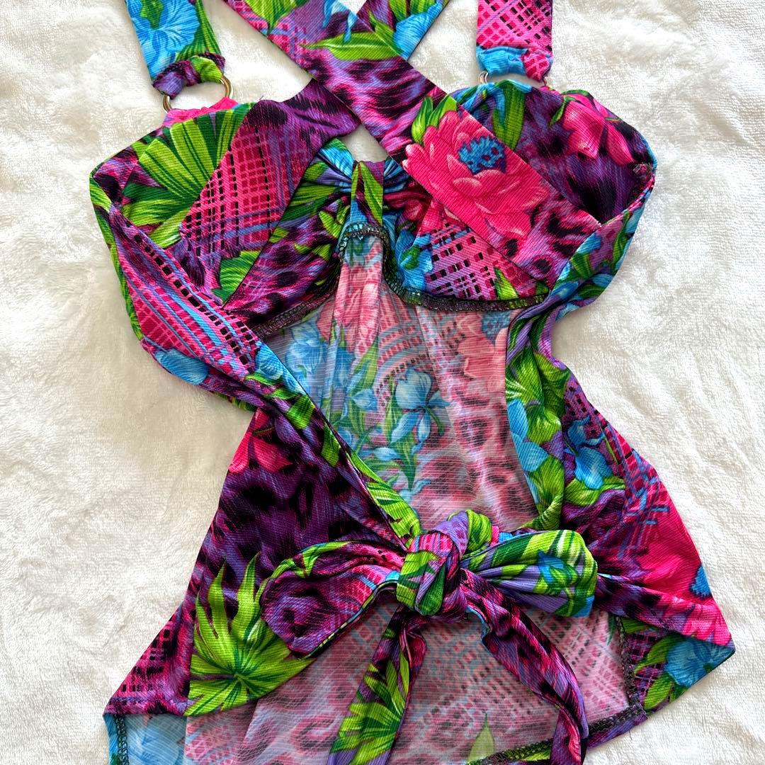 【AVIRA PINK】アビラピンク ヒョウ柄×花柄 背中がんあきキャミ