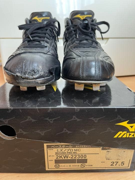 ミズノプロ スパイク 縫いP コバ金付 27.5cm 中古美品