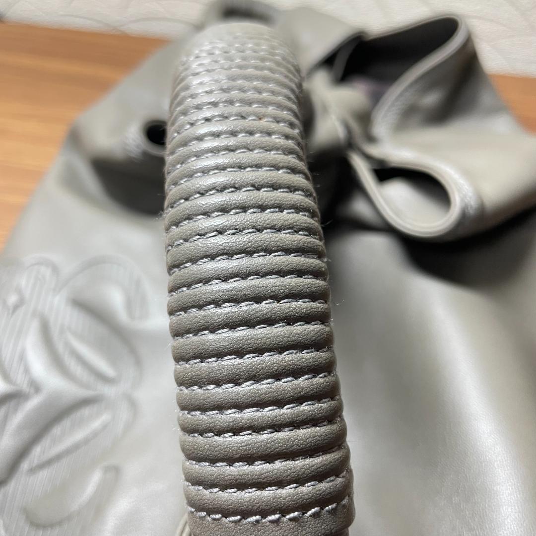 【美品】LOEWE ナッパアイレ ハンドバッグ 羊革 シルバーグレー アナグラム