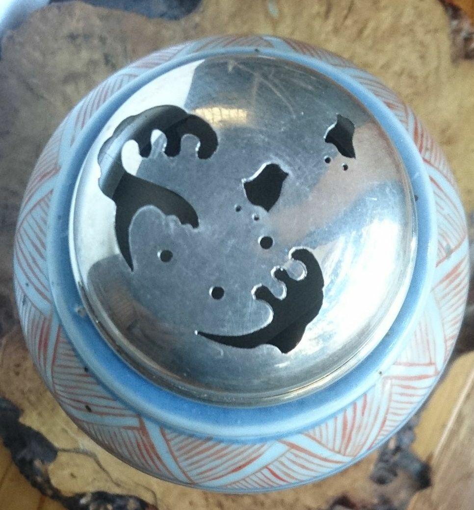 (明～清朝初期) 色絵小壺 純銀火舎