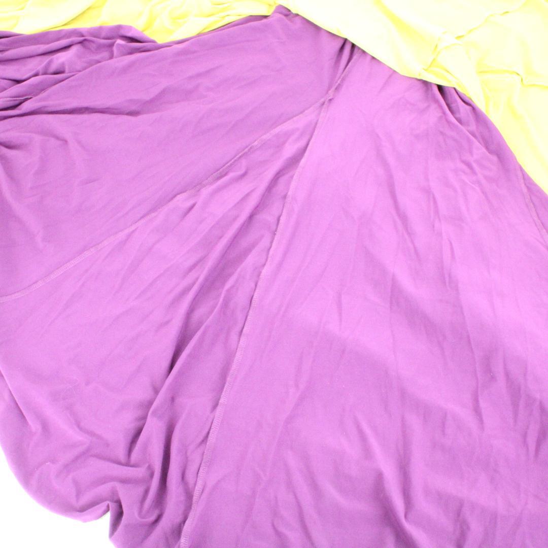 【美品 フラメンコ衣装】山吹色×パープル ドレス 大きく広がる裾 ワンピース