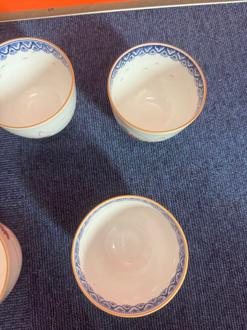 1809  其泉　蛍草花文　湯呑　5客　金彩　未使用