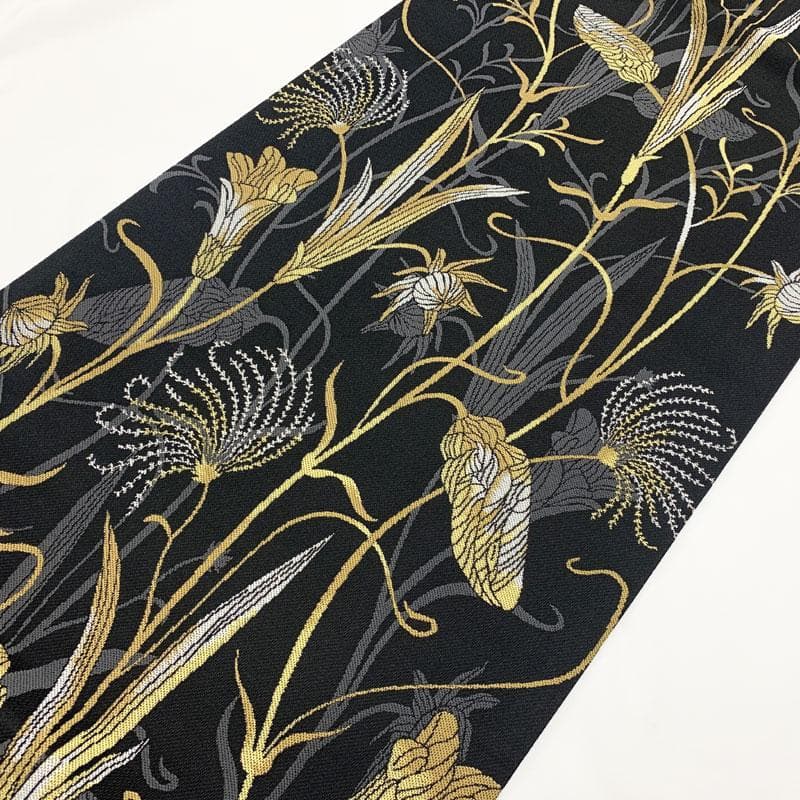 508my75◇モダン アート 植物文 六通 袋帯◇美品