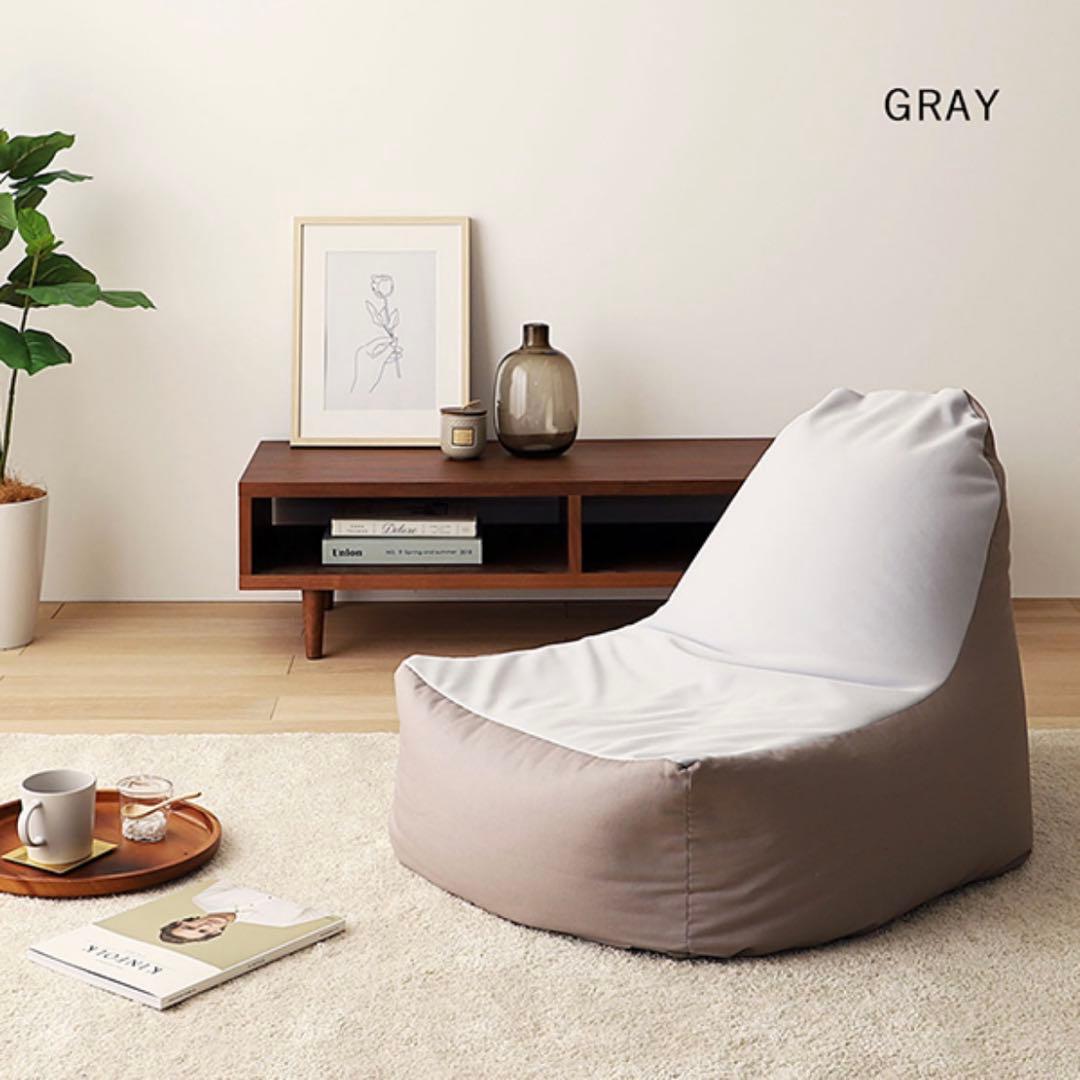 L 新品 ビーズソファ 単品 グレー ビーズクッション 1人掛け 座椅子 大きい