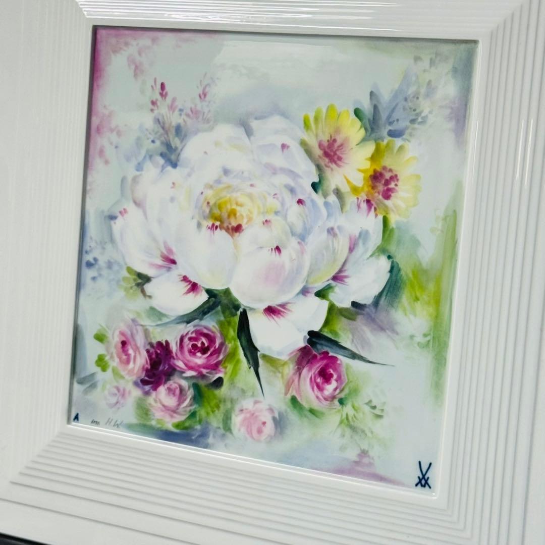 A17激レア✨マイセン 陶板画 フラワー