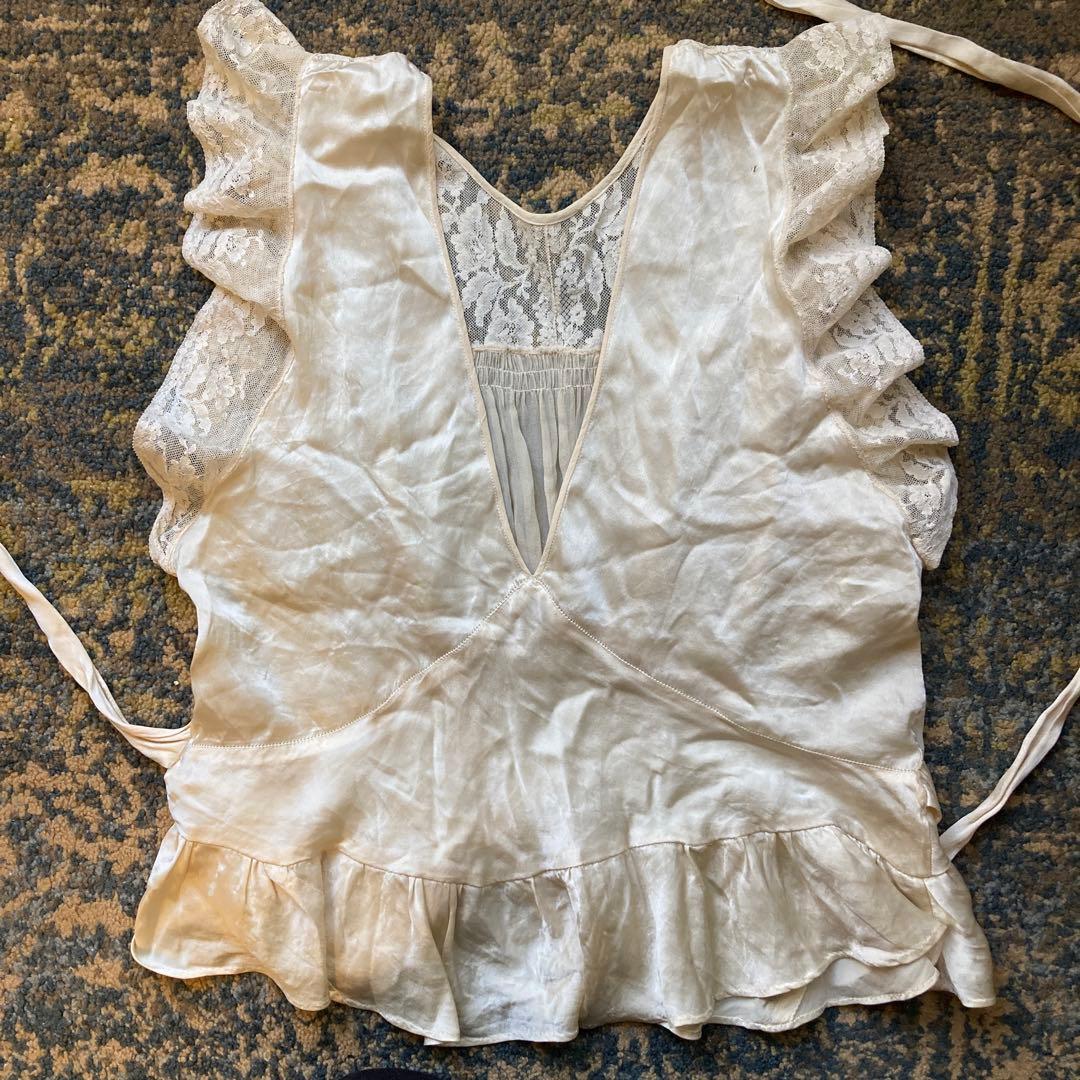 激レア　希少　アンティークレース　バレエコア　キャミソール　ノースリーブ