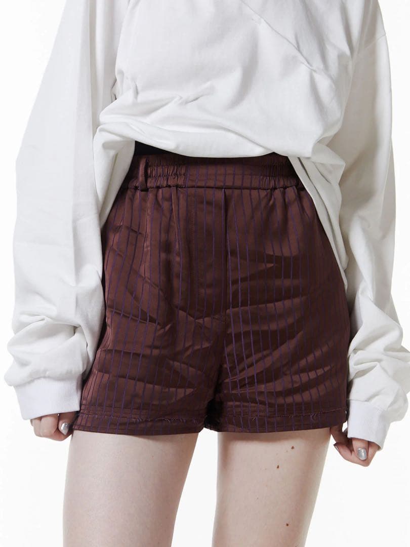トップス josemoon SATIN STRIPESHIRT & SHORTPANTS