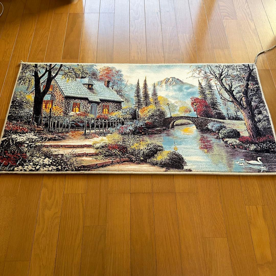 【新品未使用】絵画風絨毯　カーペット　玄関用　風景　玄関　廊下　絵画　イラン