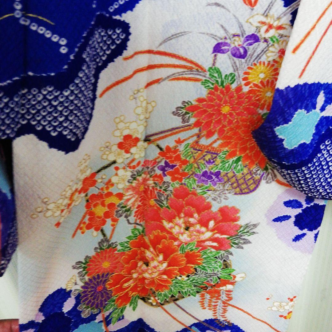 海外コレクター向高級絹織物レディース用ちりめん生地着物豪華絢爛華々しい景色御品物