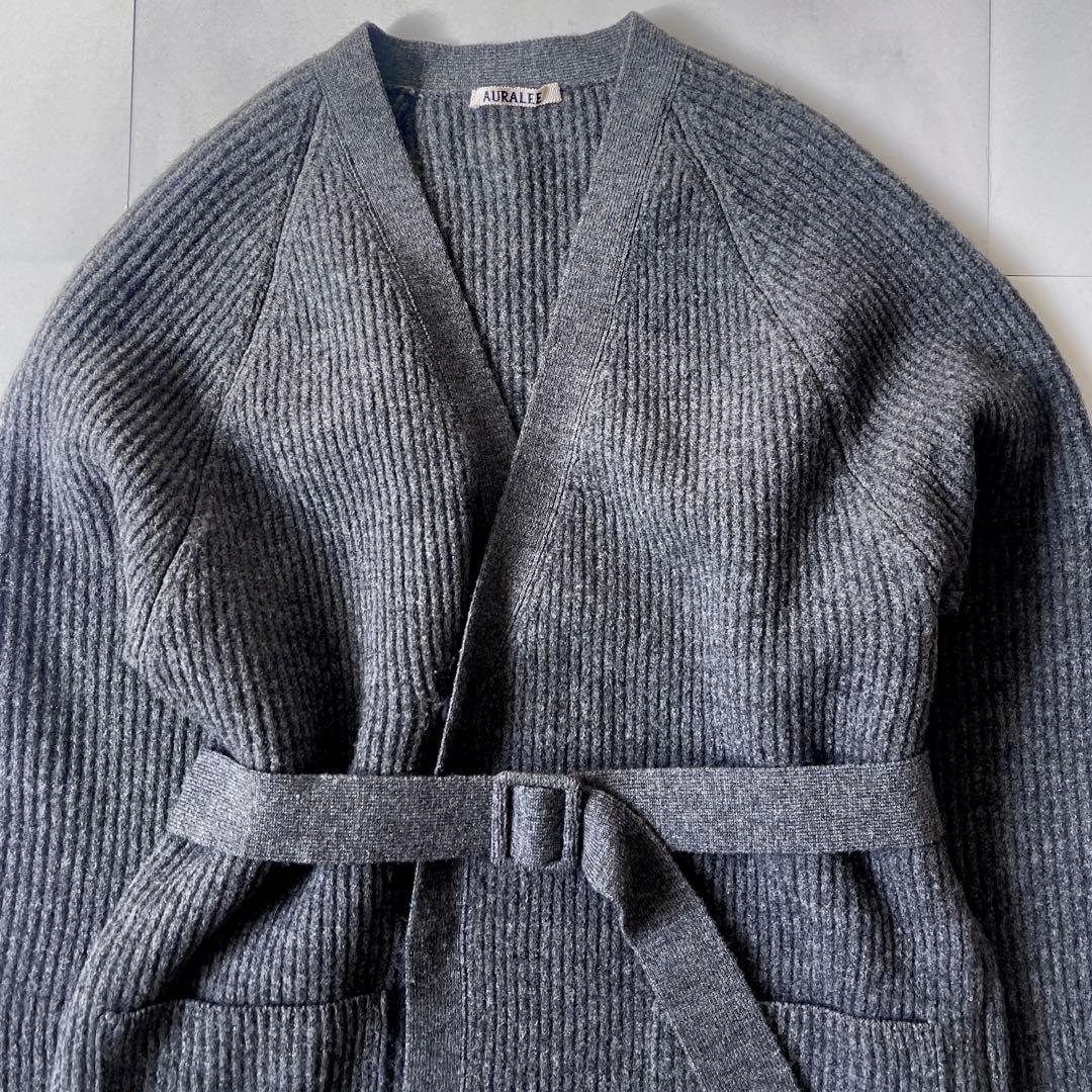 オーラリー リブニットカーディガン ベルト メリノウール 定価5.5万 2023