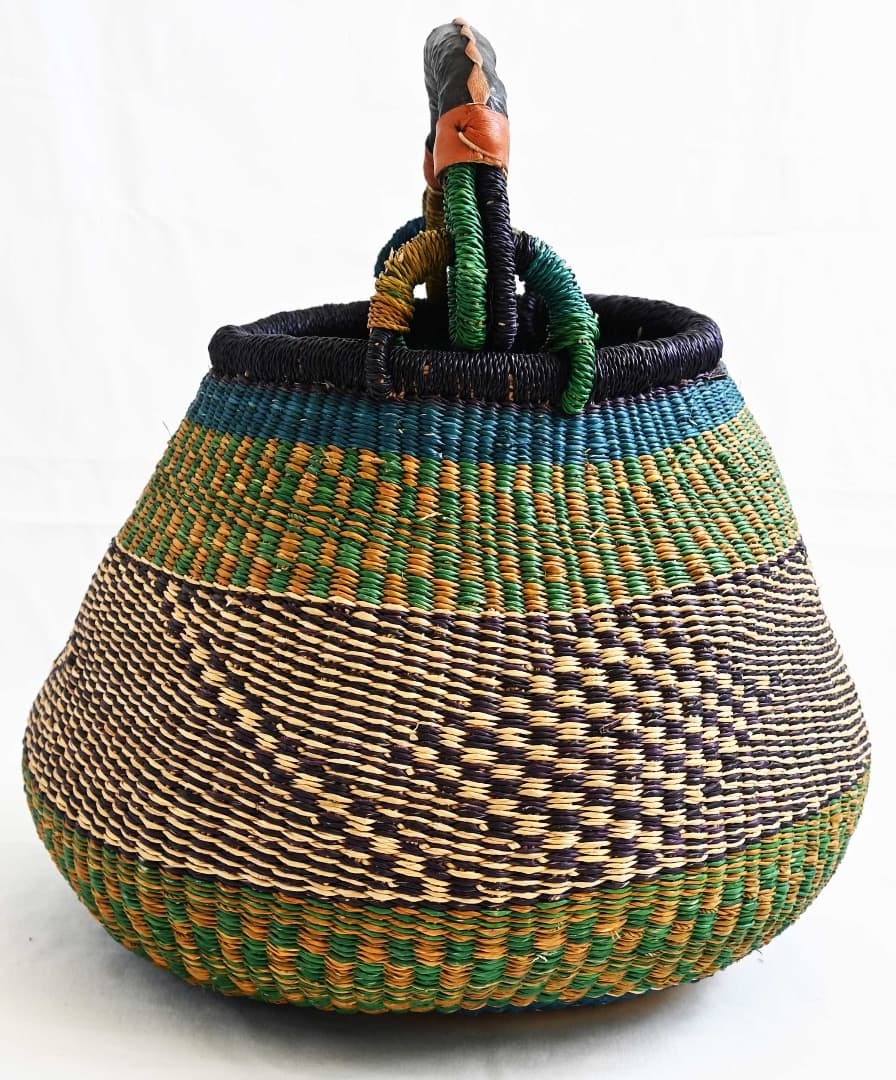 セール/新品/アフリカ ガーナ製/ブルキナボルガ バスケット/42×46cm