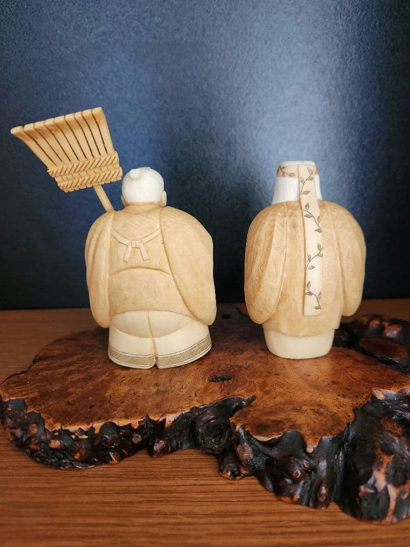 高砂人形　老夫婦像　彫刻　置物　マンモス　光月