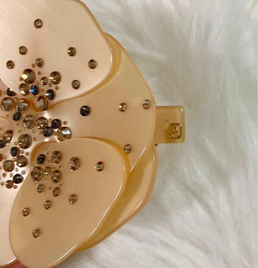 美品 貴重 アレクサンドルドゥパリ パレッタ 9cm花 ベージュ ゴールド