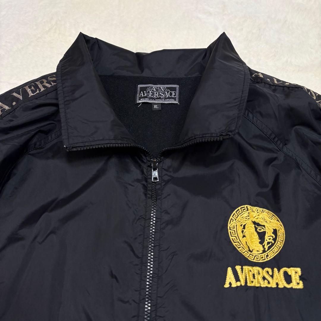 A.VERSACE ナイロンジャケット コーチジャケット メデューサ刺繍 黒XL
