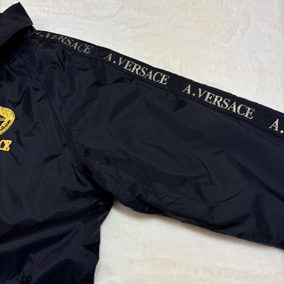 A.VERSACE ナイロンジャケット コーチジャケット メデューサ刺繍 黒XL