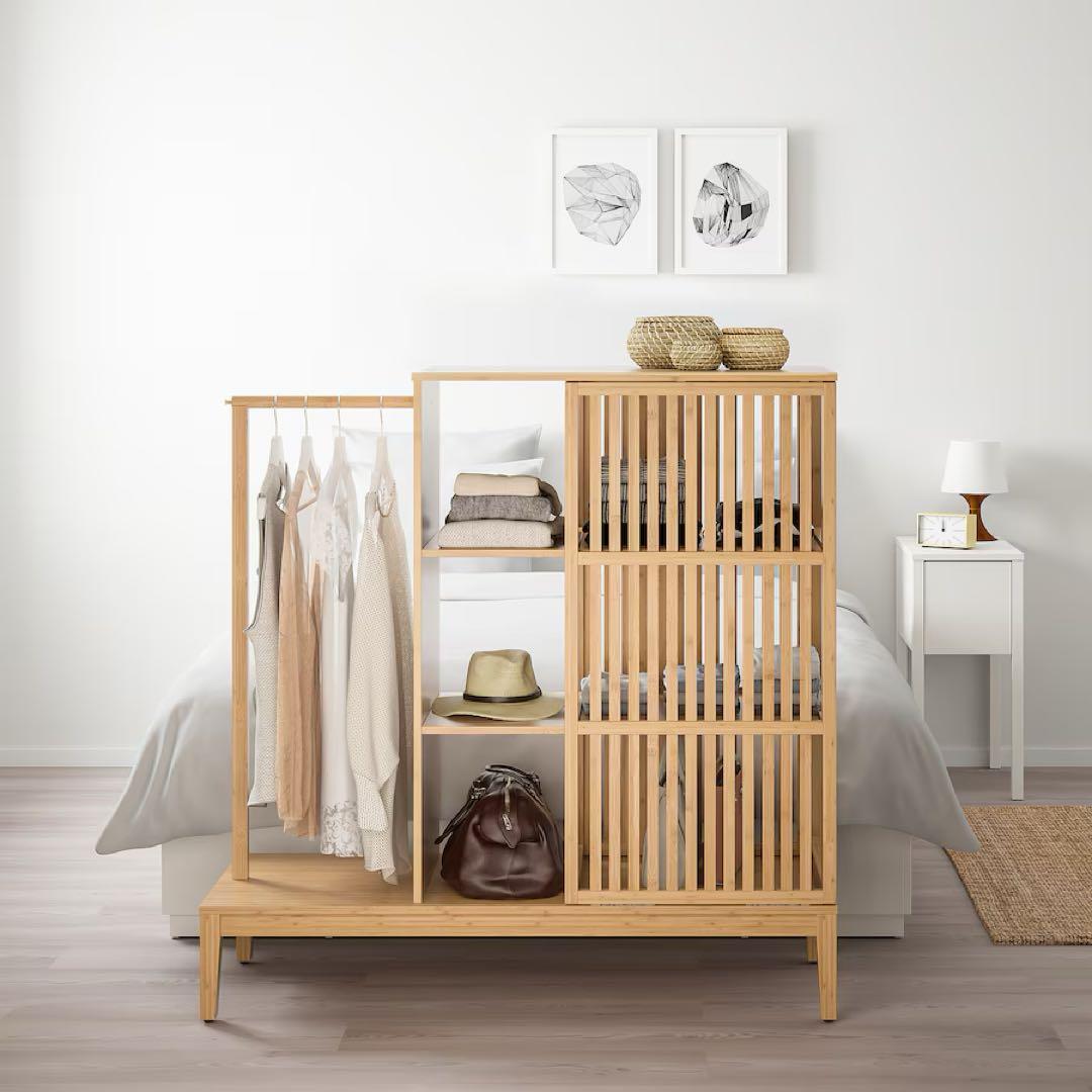 【極美品】IKEA NORDKISA オープンワードローブ 引き戸付き