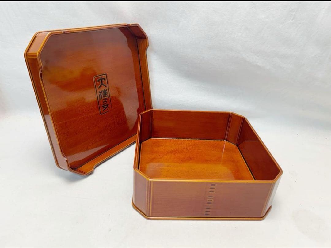 ほぼ未使用 懐石道具 飛騨春慶塗 大徳寺 縁高重箱 五客揃 刻印有 紙箱