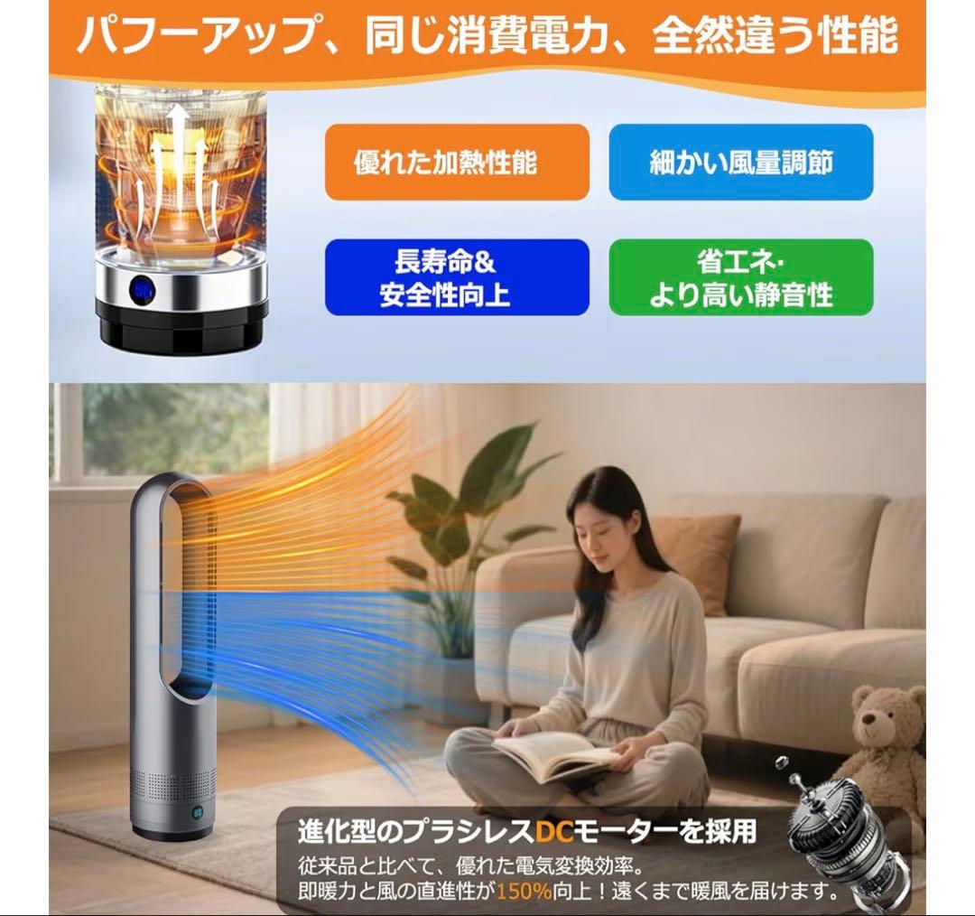 新品未使用 セラミックファンヒーター 羽無し 冷暖兼用 省エネ 電気ストーブ