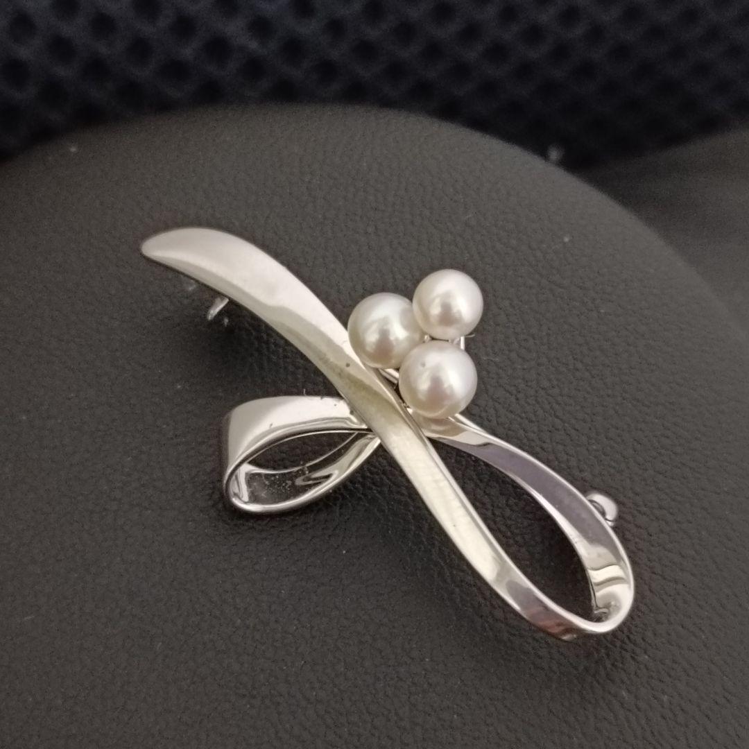 ミキモト MIKIMOTO ブローチ 3粒 ベビーパール シルバー