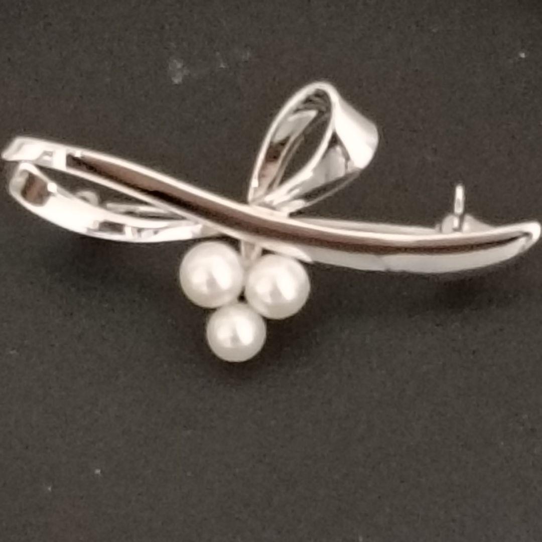 ミキモト MIKIMOTO ブローチ 3粒 ベビーパール シルバー